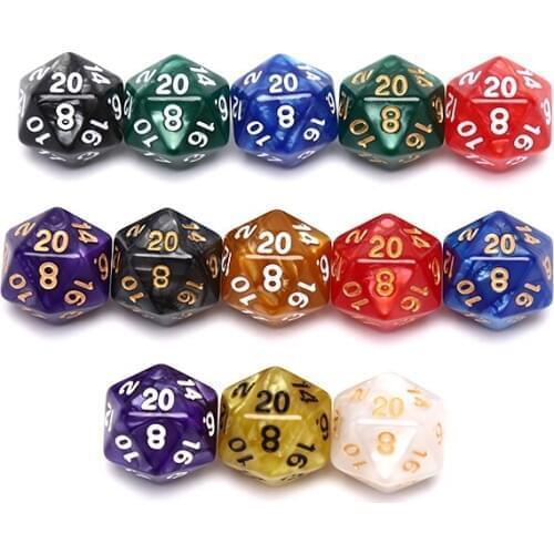 1PC Durable Pearlized D20 Dice Acrylic 20 Sided Dice for Board Game