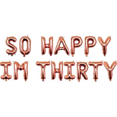 15Pcs/Set 12/16Inch Mixed Rose Gold Foil Letter Balloons 30 40 50th Birthday Party Decorations So Happy Im Thirty Balls Banners