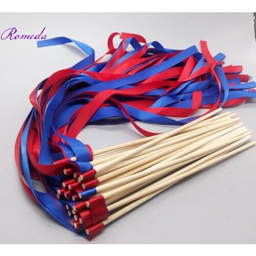 50pcs/lot Royal & Dark Red wedding ribbon wands Without Bells for wedding decoration