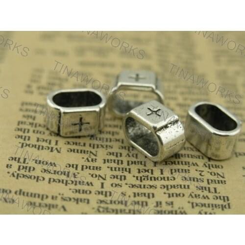 FREE SHIPPING 30pcs Antique-Silver Spacer Findings For Licorice Leather 11.5x7mm Cross Curved--PAT124
