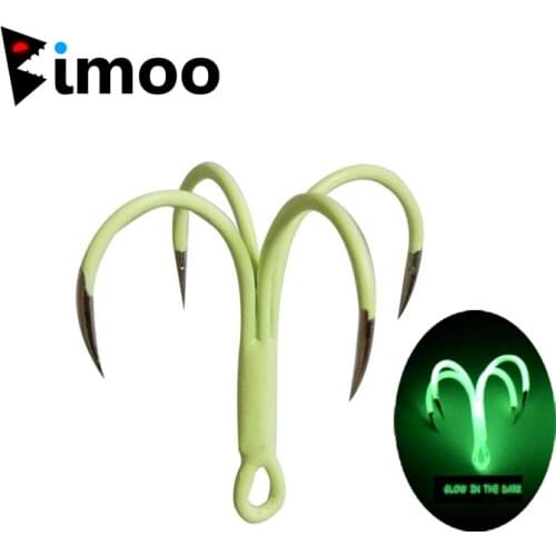 Bimoo 2Pcs/Bag Glow Night Quadruple Hooks Luminous Squid Octopus Artificial Bait Fishing Lure Hook Saltwater Fishing Lure Jigs
