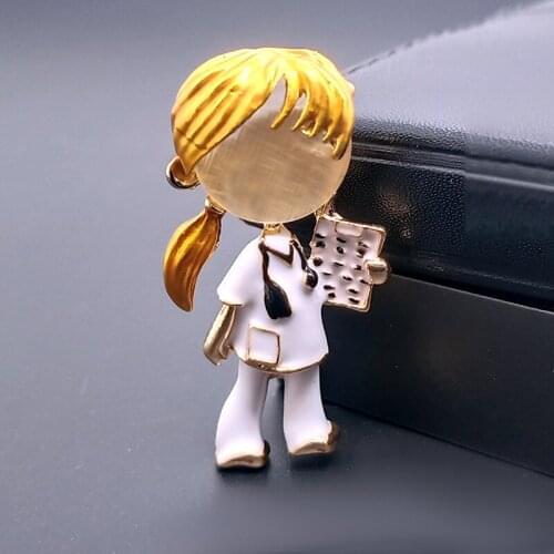 Opal Enamel Doctors Boys and Girls Brooches Medical Electrocardiogram Brooch Pins Thanksgiving Gift for Nurse Hospital Jewelry