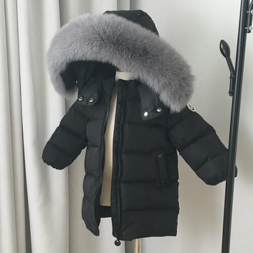 Childrens clothes boys and girls long down jacket thick ski jacket