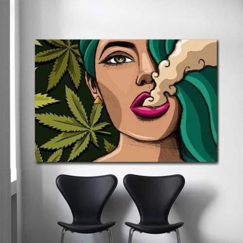 Art Girl Smoking Weed Wall Art Picture Canvas Painting Poster Wall Pictures For Living Room No Frame Drop Shipping