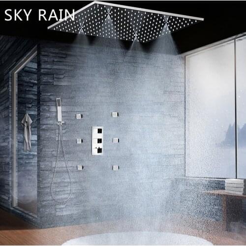 2021 Bathroom Classical 20 Inches Square Shower Head Set Thermostatic Mixer Diverter Rainfall Spray Mist Shower Faucet System