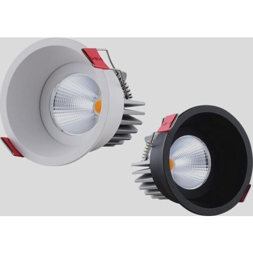 Circular Anti Glare Dimmable COB LED Downlights 9W/12W LED Ceiling Spot Lights Warm Cold White Background Lamps Indoor Lighting