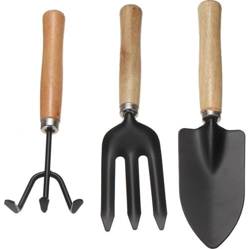 Mini Garden Hand Tool Kit Plant Gardening Shovel Spade Rake With Wood Handle For Flowers Potted Plants Garden Supplies