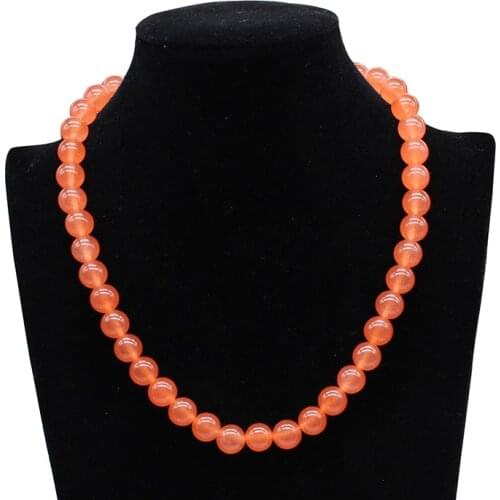 Fashion natural stone Tangerine Chalcedony beads8mm 10mm round beads diy necklace elegant gift jewelry 18inch