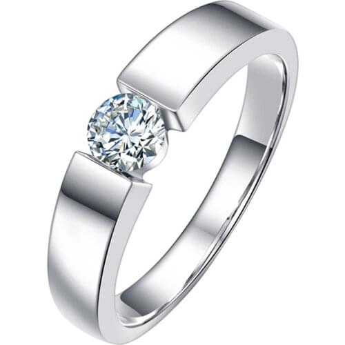 Luxury Solitaire Real Sterling Silver 925 Mens Rings Exquisite Wedding Engagement Party Anniversary Charm Elegant Fine Jewelry