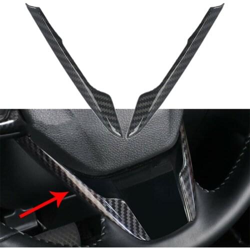 2Pcs Car Interior Steering Wheel Trim Cover Decor for Honda CR-V 2017 2018 2019 / CRV 17 18 19 ABS Carbon Fiber Car Accessories