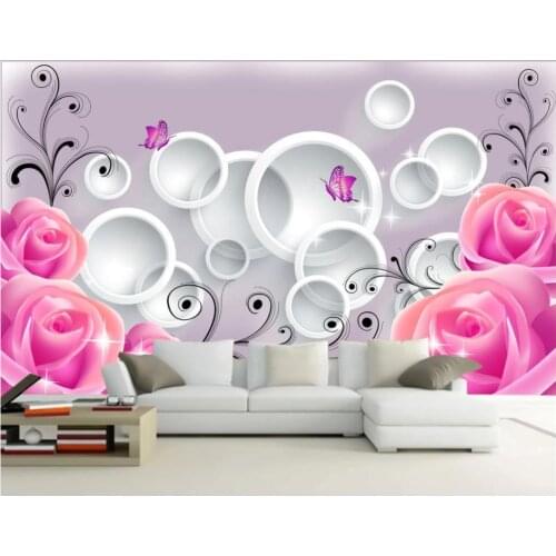 Custom photo wallpapers 3d murals wallpaper for walls Pink rose flower romantic fashion 3D background wall papers home decor