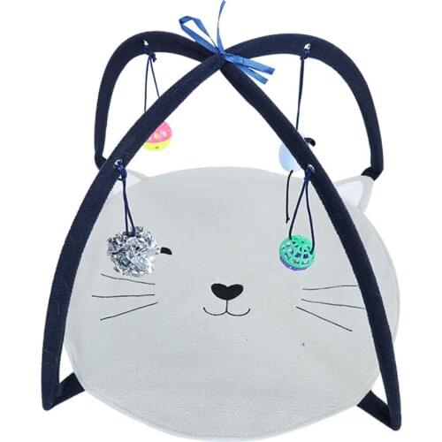 Portable Kitten Mat Toy with Hanging Balls DIY Interactive Foldable Bed Toy Cat Play Mat Blanket House Detachable Kitten Tent