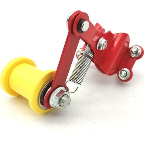 Portable Adjuster ATV Motorcycle Chain Tensioner Bolt On Roller Tool Red+Yellow