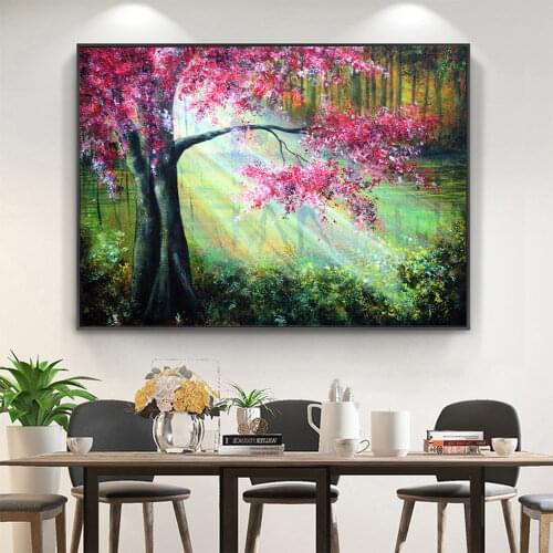 Natural Scenery Glimmer DIY Painting By Numbers Set Acrylic Paints 40*50 Painting On Canvas Handmade Adults Wall Art Drawing