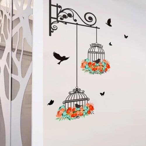 Birdcage Flower Wall StickerFor For Living Room Nursery Room Kid Rooms Home Walls Decor Mural Wall Decals