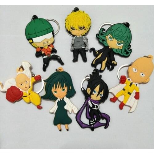 PVC Anime Character One Punch Man Keychain Saitama Key Ring Cartoon Figure Key Chain Kids Trinket Key Holder Gift