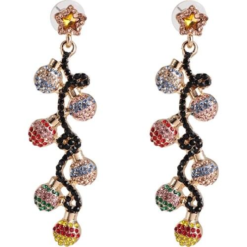 Luxury Vintage Baroque Long Earrings Women Fashion Colorful Crystal Rhinestone Ball Dangle Earrings Jewelry Female 2020 New