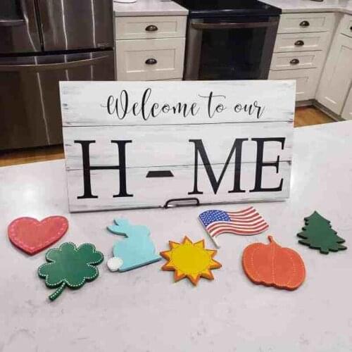 Faroot Family Sign Welcome to Our Home with 7 Interchangeable Pieces Wooden Decoration Fashion Home Decor Plaques