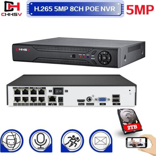 8channel 5MP POE NVR Audio IP Face Detection Security CCTV NVR ONVIF P2P System Network Video Recorder For POE Camera 4ch 8ch