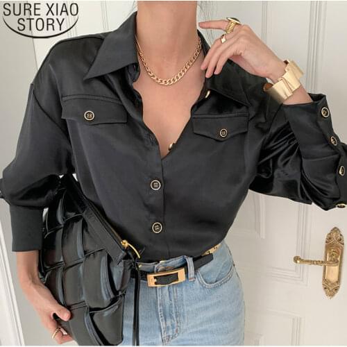 Chiffon Blouse Spring Office Lady Long Sleeve Single-breasted Button-up Chic Sleeve White Shirt Women Tops Blusas Mujer 12871