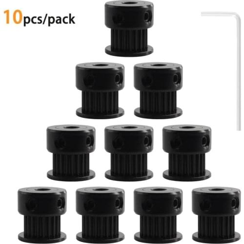 SIMAX3D 10pcs Black GT2 timing pulley 20teeth alumium bore 6/10mm fit for belt width 5/6mm CNC ender3 Pro hotend 3D Printer Part