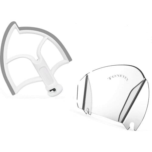 Flat Edge Beater,Bilateral Flexible Silicone Edges Bowl Scraper for 6 Quart Bowls and Pouring Shield for Stand Mixer