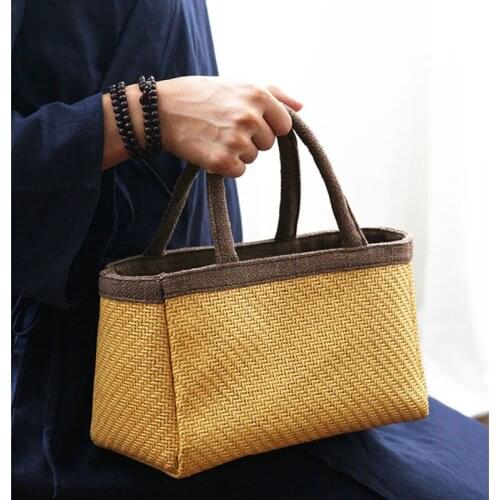 Chinese Style Womens Bag Hand Rattan Weaving Handbag Cheap Womens Bags Household Clothes Storage Bag Womens Travel Tote Bags