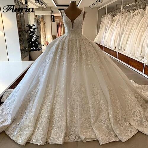 Abendkleider Beaded Bridal Gowns Turkish Islamic Dubai Kaftans 2020 Newest Puffy Wedding Dresses Appliques Formal Dress Arabic