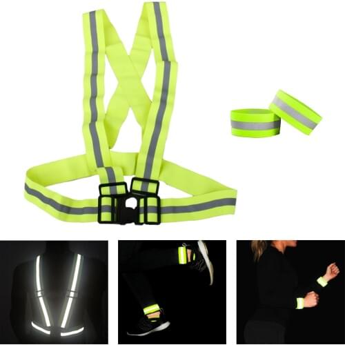 Reflective Vest Arm Band Belt Strap For Outdoor Sports Night Running Cycling