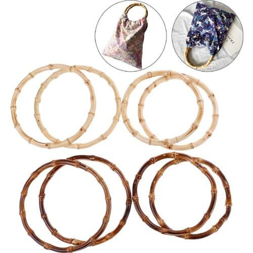 1Pair Round Bamboo Bag Handle For Handcrafted Handbag DIY Bags Accessories