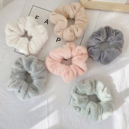 1PC Cute Warm Soft Plush Velvet Scrunchies For Women Girl Wool Elastic Hair Bands Rubber Band Hair Tie Headwear Hair Accessories