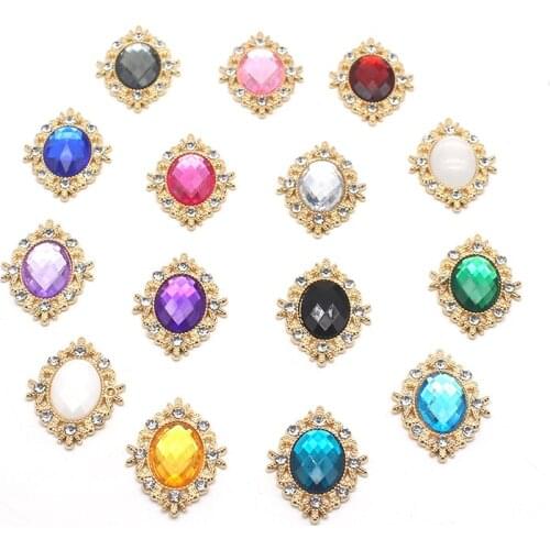 10Pcs 30*25MM Metal Rhinestone Acrylic Sewing Buttons Handmade DIY Clothing Wedding Party Intavation Decortion Accessories