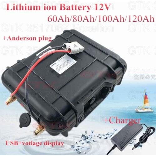 12V 100AH 80ah 120ah Solar Lithium ion Battery 12V Rechargeable Lipo with 5v USB 12.6v charger voltage display