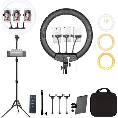 18 Inch LED Ring Light Dimmable Studio Photographic Lighting For Makeup,Tattoo,Youtube Video Led Ring Light Lamp With Tripod