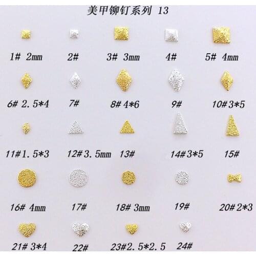 200pcs/pack Japan Korea Nail Art Alloy Scrub Rivets Studs Square Heart Round Metal Jewellry Accessories for Women Nail DIY