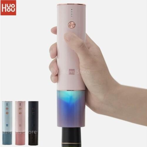 2020 Original Huohou Automatic Colorful Red Wine Bottle Opener Electric Corkscrew Foil Cutter Cork Out Tool 6S Open 500MAh Batte