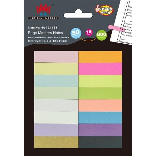 4A Page Maker 1/2x1 3/4 Inches,Neon Assorted,Kawaii Stationery Notepad Planner Stickers,Self-Stick Notes,4A 124418