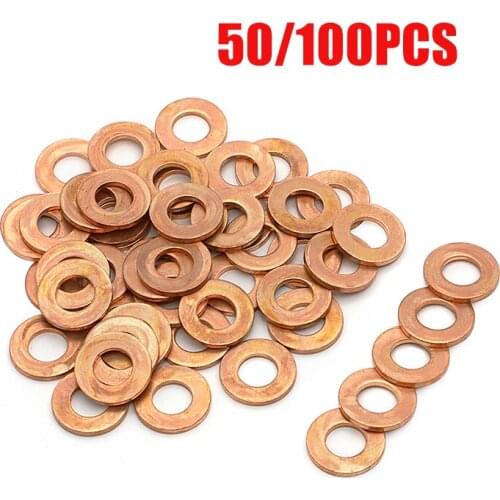 50PCS Copper Sealing Washer Gasket Sump Plug Oil Seal Ring For Peugeot 207 208 307 308 406 407 HDI Sump Plug Washers 031333