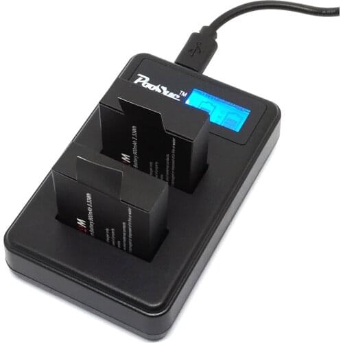 2x SJ4000 battery + LCD Dual charger for SJCAM SJ 4000 SJ5000 M10 SJ7000 SJ5000 SJ6000 SJ8000 camera bateria