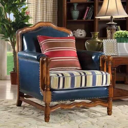 American solid wood furniture American solid wood sofa living room leather sofa combination size solid wood sofa 123