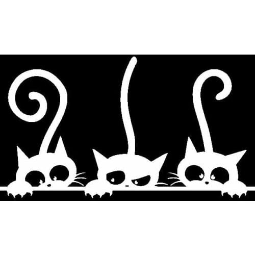 15cm*8cm Cute Cat Car Stickers High-end Fashion Window Decoration Personality Pvc Waterproof Decals Black/white
