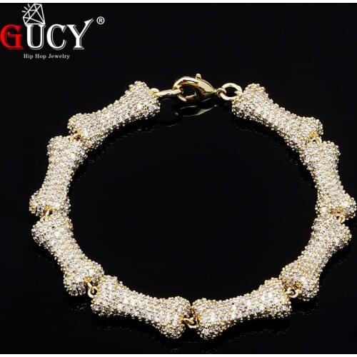 GUCY 9mm Iced Mixed Color Bracelet Hip hop Jewelry AAA Cubic Zircon Bracelet Ice Out Zircon Bone Chain For Men Jewelry