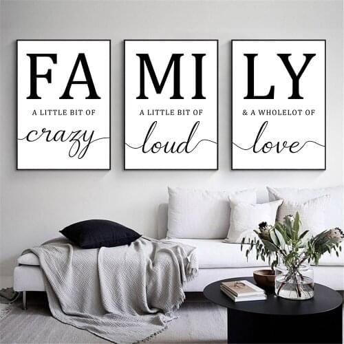 Letters Minimalist Prints FAMILY Sign Wall Art Canvas Picture Family Quotes Poster Nordic Wall Painting Living Room Home Decor
