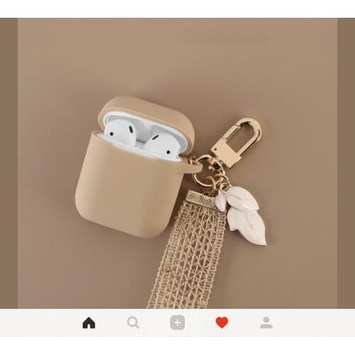For AirPods Case Silicone Soft protective Cover for Apple Airpods wireless Bluetooth headset set female Cover anti-fall key ring
