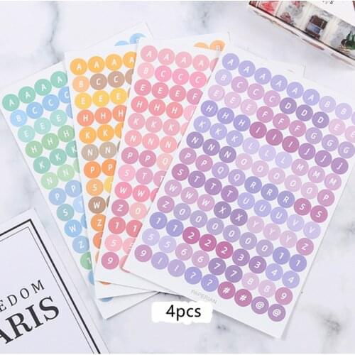 Korean 4pcs Number Digital Sticker Letter Alphabet Cute Planner Notebook Journaling Stickers Scrapbooking Decorative Stationery