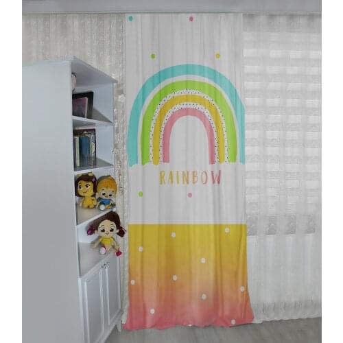 Renkli çocuk odası perdesi gökkuşağı çocuk perdesi