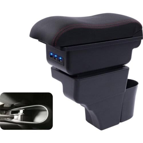 For Nissan Note armrest box central Store content Storage box with cup holder USB interface phone holder