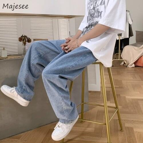 Hip Hop Oversized 3XL Jeans Mens Clothing Loose Chic Fashion Harajuku Korean Style Streetwear Handsome Leisure New Denim Simple