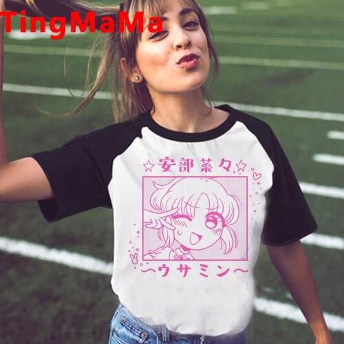 Japanese Anime Harajuku E-girls Punk top tees women harajuku white t shirt 2021 couple vintage summer top graphic tees women