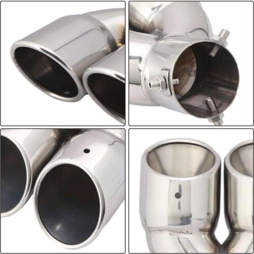 63mm Exhaust Pipe Tail Throat Muffler For Automobile Reduce Noise Large-caliber Double-row Curved Grilled Blue Silencer Pipe